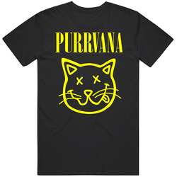 Purrvana Funny Band Logo Parody Cat Kitten Music Fan Unisex T Shirt Purrvana Funny Band Logo Parody Cat Kitten Music Fan Unisex T Shirt