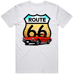 Red 1962 Chevrolet Corvette Route 66 Sign Cool Car Unisex T Shirt Red 1962 Chevrolet Corvette Route 66 Sign Cool Car Unisex T Shirt