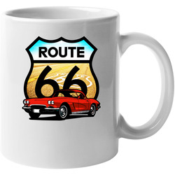 Red 1962 Chevrolet Corvette Route 66 Sign Cool Car Unisex Mug Red 1962 Chevrolet Corvette Route 66 Sign Cool Car Unisex Mug
