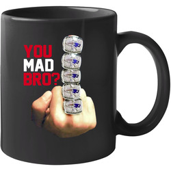 You Mad Bro Tom Brady 5 Rings Middle Finger Super Bowl Goat 11 OZ Mug You Mad Bro Tom Brady 5 Rings Middle Finger Super Bowl Goat 11 OZ Mug