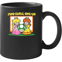 Two Girls 1 Up Funny Mario Video Game 11 OZ Mug Two Girls 1 Up Funny Mario Video Game 11 OZ Mug