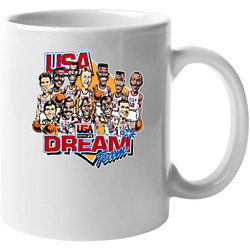 Usa Dream Team Retro Caricature Basketball 11 OZ Mug Usa Dream Team Retro Caricature Basketball 11 OZ Mug
