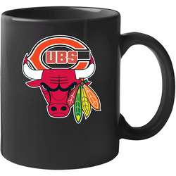 Chicago Pro Sports Teams Logo Mashup City Pride Fan 11 oz Mug Chicago Pro Sports Teams Logo Mashup City Pride Fan 11 oz Mug