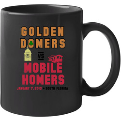 Golden Domers Vs Mobile Homers Notre Dame Alabama Blue 11 oz Mug Golden Domers Vs Mobile Homers Notre Dame Alabama Blue 11 oz Mug