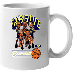 Fab Five Michigan Retro Caricature Grey 11 oz Mug Fab Five Michigan Retro Caricature Grey 11 oz Mug