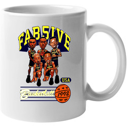 Fab Five Michigan Retro Caricature White 11 oz Mug Fab Five Michigan Retro Caricature White 11 oz Mug