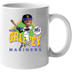 Ken Griffey Jr Retro Baseball Caricature 11 Oz Mug Ken Griffey Jr Retro Baseball Caricature 11 Oz Mug
