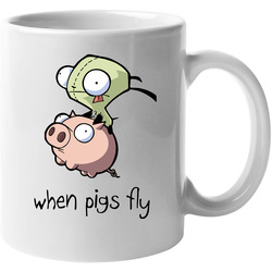Invader Zim Gir Pig Ride Cartoon 11 oz Mug Invader Zim Gir Pig Ride Cartoon 11 oz Mug