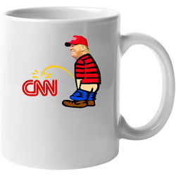 Trump Peeing On Cnn Cartoon 11 oz Mug