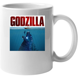 Godzilla Jaws Movie Mashup Parody Fan 11 oz Mug Godzilla Jaws Movie Mashup Parody Fan 11 oz Mug