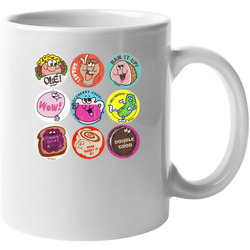 Scratch N Sniff Cool 80s Stickers Distressed Look 11 oz Mug Scratch N Sniff Cool 80s Stickers Distressed Look 11 oz Mug