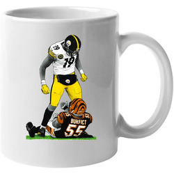 Juju Pittsburgh Football Standing Over Burfict 11 oz Mug Juju Pittsburgh Football Standing Over Burfict 11 oz Mug
