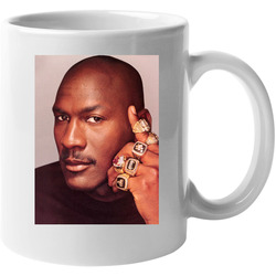 Michael Jordan Basketball Rings Photo 11 oz Mug Michael Jordan Basketball Rings Photo 11 oz Mug