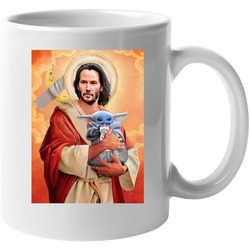 Keanu Reeves Jesus Baby Yoda Whiteclaw Taped Banana Art Poster Moist Buddha Inspired Fan 11 oz Mug Keanu Reeves Jesus Baby Yoda Whiteclaw Taped Banana Art Poster Moist Buddha Inspired Fan 11 oz Mug