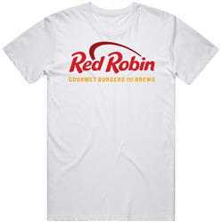 Red Robin Gourmet Burgers Inc Nasdaq Company Logo Employee Fan Unisex White T Shirt Red Robin Gourmet Burgers Inc Nasdaq Company Logo Employee Fan Unisex White T Shirt