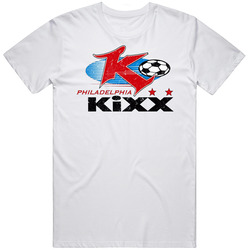 Philadelphia Kixx Major League Indoor Soccer Club Logo Unisex White T Shirt Philadelphia Kixx Major League Indoor Soccer Club Logo Unisex White T Shirt
