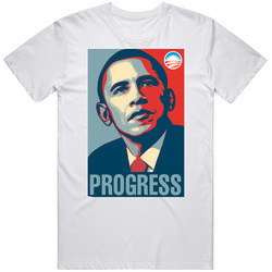 Barack Obama Progress Unisex White T Shirt Barack Obama Progress Unisex White T Shirt
