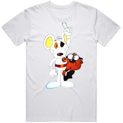Danger Mouse Retro Distressed Look Cartoon Unisex White T Shirt Danger Mouse Retro Distressed Look Cartoon Unisex White T Shirt