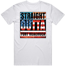 Straight Outta Fort Huachuca Arizona Usa American City Patriotic Flag Unisex White T Shirt Straight Outta Fort Huachuca Arizona Usa American City Patriotic Flag Unisex White T Shirt