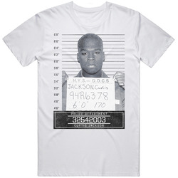 Curtis Jackson Celebrity Mugshot Police Department Unisex White T Shirt Curtis Jackson Celebrity Mugshot Police Department Unisex White T Shirt
