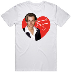Leonardo Dicaprio 90s Movie Tv Stars Heartthrob Fan Unisex White T Shirt Leonardo Dicaprio 90s Movie Tv Stars Heartthrob Fan Unisex White T Shirt