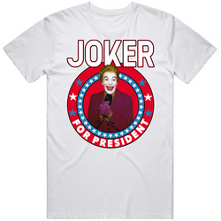 Joker Retro Batman For President Tv Show Villain Fan Unisex White T Shirt Joker Retro Batman For President Tv Show Villain Fan Unisex White T Shirt