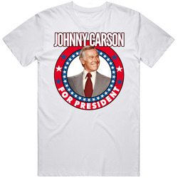 Johnny Carson For President Talk Show Host Celeb Fan Election Unisex White T Shirt Johnny Carson For President Talk Show Host Celeb Fan Election Unisex White T Shirt