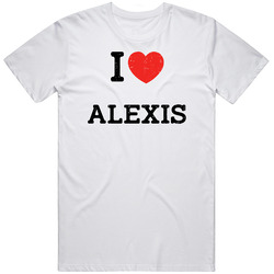 I Love Heart Alexis First Name Worn Look Unisex White T Shirt I Love Heart Alexis First Name Worn Look Unisex White T Shirt