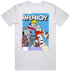 Paperboy 80s Retro Nes Video Game Worn Look Unisex White T Shirt Paperboy 80s Retro Nes Video Game Worn Look Unisex White T Shirt