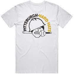 Pittsburgh Hardhats Professional Softball League Retro Team Logo Unisex White T Shirt Pittsburgh Hardhats Professional Softball League Retro Team Logo Unisex White T Shirt