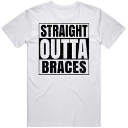 Straight Outta Braces Nouns Words Compton Parody Unisex White T Shirt Straight Outta Braces Nouns Words Compton Parody Unisex White T Shirt