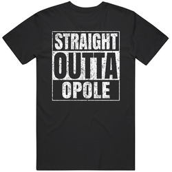 Straight Outta Opole Poland Parody City Worn Look Unisex Black T Shirt
