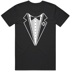 Tuxedo Faux on black Joe Unisex Black T Shirt Tuxedo Faux on black Joe Unisex Black T Shirt