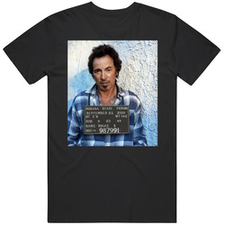 Bruce Springsteen Celebrity Mugshot Unisex Black T Shirt Bruce Springsteen Celebrity Mugshot Unisex Black T Shirt