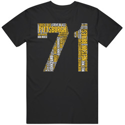 Pittsburgh Baseball 1971 World Series Champions Retro Roster Sports Fan Unisex Black T Shirt Pittsburgh Baseball 1971 World Series Champions Retro Roster Sports Fan Unisex Black T Shirt