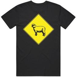Sheep Crossing Sign Funny Unisex Black T Shirt Sheep Crossing Sign Funny Unisex Black T Shirt