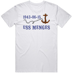 Uss Menges 15872 Anchor Navy Ship Unisex White T Shirt Uss Menges 15872 Anchor Navy Ship Unisex White T Shirt