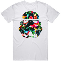 Storm Trooper Tropical Flowers Helmet Star Wars Mashup Trending Gift Unisex White T Shirt Storm Trooper Tropical Flowers Helmet Star Wars Mashup Trending Gift Unisex White T Shirt