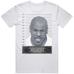 Mike Tyson Celebrity Mugshot Police Department Unisex White T Shirt Mike Tyson Celebrity Mugshot Police Department Unisex White T Shirt