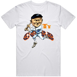 Ty Cobb Retro Baseball Caricature Unisex White T Shirt Ty Cobb Retro Baseball Caricature Unisex White T Shirt