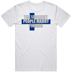 Luckiest People Marry Finnish Nationality Unisex White T Shirt Luckiest People Marry Finnish Nationality Unisex White T Shirt