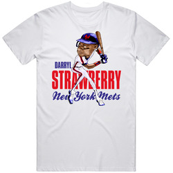 Darryl Strawberry Retro Baseball Caricature Unisex White T Shirt Darryl Strawberry Retro Baseball Caricature Unisex White T Shirt