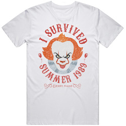 I Survived Summer 1989 Pennywise It Derry Main Stephen King Horror Movie Unisex White T Shirt