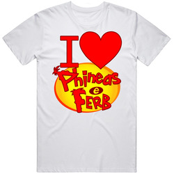 I Love Heart Phineas And Ferb Unisex White T Shirt