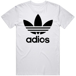 Adios Funny Logo Parody Unisex White T Shirt Adios Funny Logo Parody Unisex White T Shirt