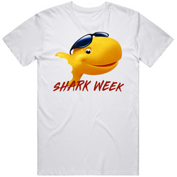 Bitten Gold Fish Shark Week Funny Unisex White T Shirt Bitten Gold Fish Shark Week Funny Unisex White T Shirt