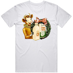 Borden's Cow Egg Nog Retro Food Product Ad Unisex White T Shirt Borden's Cow Egg Nog Retro Food Product Ad Unisex White T Shirt