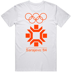 Sarajevo 1984 Winter Olympics Unisex White T Shirt Sarajevo 1984 Winter Olympics Unisex White T Shirt