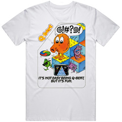 Q-bert Retro Arcade Video Game Unisex White T Shirt