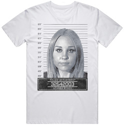 Amanda Bynes Celebrity Mugshot Police Department Unisex White T Shirt